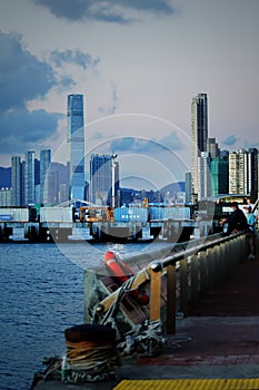 Vertical of the beautiful modern skyscrapers of the Hong Kong city ,China