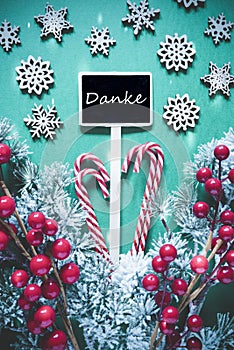 Vertical Black Christmas Sign,Lights, Danke Means Thank You