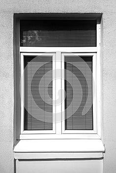 Vertical black and white closed window background