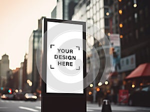 Vertical blank white billboard on the streets - Generative AI