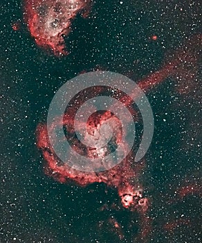 Vertical breathtaking view of heart nebula soul nebula in starry night sky