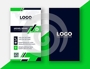 Vertical business card print template.green modern creative photo