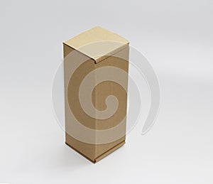 Vertical carton brown. Cardboard box of one tone.