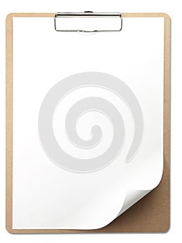 Vertical clipboard with white paper