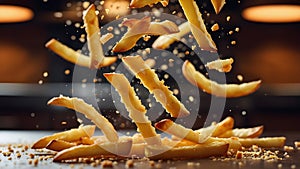 Vertical Close-Up of Golden Fries