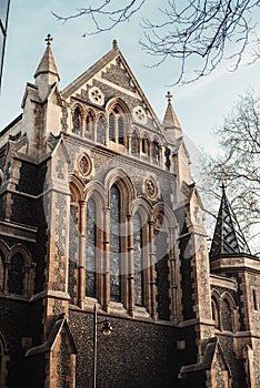 Vertical closeup of the Duke University Chapel in Durham, North Carolina, United States