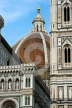 Vertical closeup of the roof of the Duomo in Florence, Italy