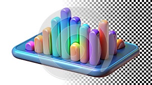 Vertical colorful bar chart graph, statistics data analysis graphic png transparent image Generative AI