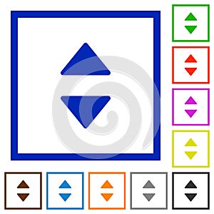 Vertical control arrows flat framed icons