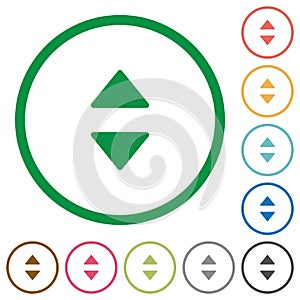 Vertical control arrows flat icons with outlines