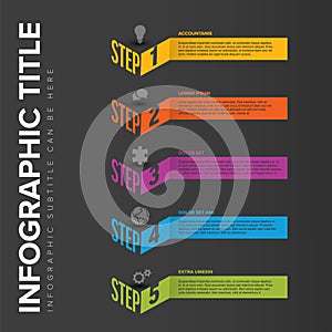 Vertical Dark Infogrpahic steps diagram template