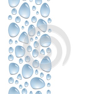 Vertical decoration with water drops, background with blue water spots, vector wallpaper