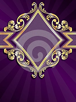Vertical diamondshaped purple banner with gold fil photo
