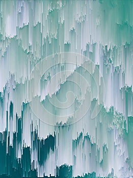 Vertical digital illustration of abstract green sea waves with foam