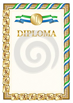 Vertical diploma for first place with Sierra Leone flag