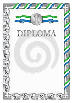 Vertical diploma for second place with Sierra Leone flag