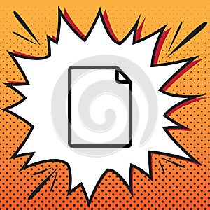 Vertical document sign illustration. Vector. Comics style icon o