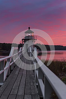 Vertical Doubling Point Lighthouse Walkway Sunset