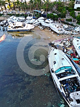 Vertical Drone Perspective of Yacht Club Destruction After Hurricane Otis photo