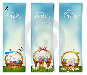 Vertical Easter holiday banners. Vector