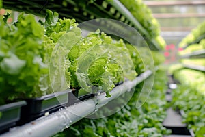 Vertical farming of lush green and red lettuces