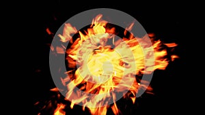Vertical fire background flame on black hot blaze
