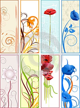 Vertical floral bookmarks or banners