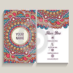 Vertical floral Business Card or Visiting Card.