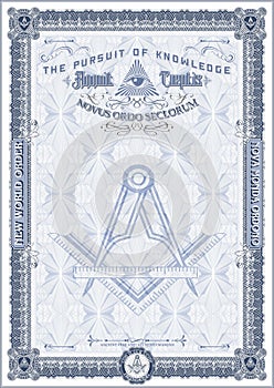 Vertical form for creating a Masonic certificate blue