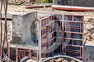 Vertical formwork panels on the construction