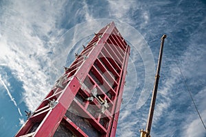 Vertical formwork panels on the construction