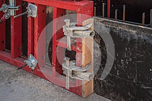Vertical formwork panels on the construction
