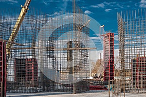 Vertical formwork panels for an elevator shaft