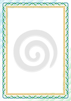 Vertical frame and border with Uzbekistan flag