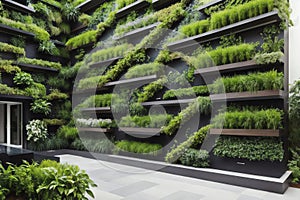 Vertical Garden A Sustainable Building Concept for a Greener Future.AI Generated