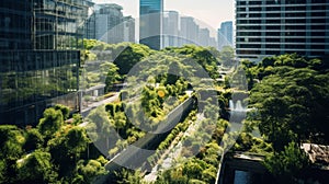 Vertical gardens adorn urban skyline