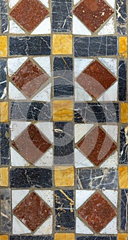 vertical geometrical square multicolor geometrical pale marble tiles background floor extreme close up