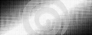 Vertical gradient of black and white squares. Halftone texture. Vector illustration Monochrome dots background