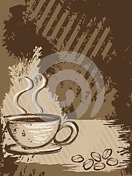 Vertical grungy coffee background