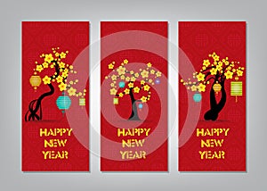 Vertical Hand Drawn Banners Set with Chinese New Year