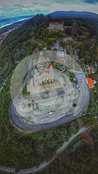 Vertical high angle shot of Sanctuary of Santa Luzia in Portugal