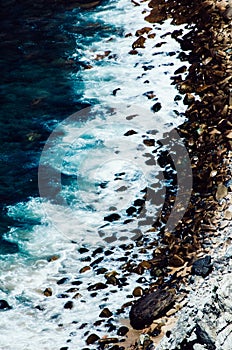 Vertical high angle shot of the Ursa beach in Sintra, Portugal