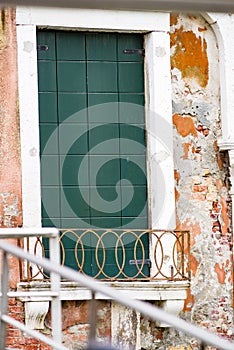 Vertical: Historic grunge in the city of Venice, Italy.