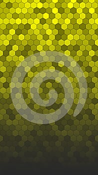 Vertical of Honeycomb Grid tile random background or Hexagonal cell texture. in dark color yellow or gold or golden. honey bee.