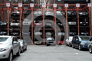 Vertical Hydraulic Parking Spaces, New York City