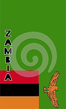 Vertical illustration of the flag of Zambia