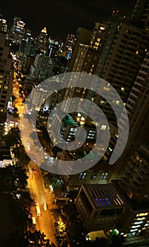 Vertical Image of Bangkok Downtown Impressive Night View, the Capital City of Thailand