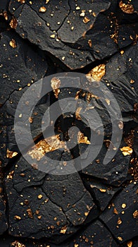 vertical image of black magmatic background with gold