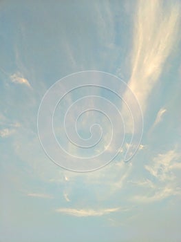 Vertical image of blue sky and white clouds on daytime.