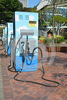 Vertical Image of Electric Charging Stations in Portland, Oregon